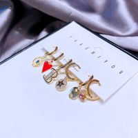 Copper Fashion Zircon Letters Star Love Ear Buckle 6-piece Earrings Set main image 5