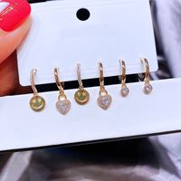 Aretes De Moda Personalizados Con Microincrustaciones De Circonita Coreana Cara Sonriente Candado De Amor main image 1