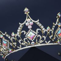 Heavy Craft Wedding Head Jewelry Luxury Bridal Crown Classic Style Colored Diamond Crown main image 5
