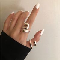 Fashion Double-layer Hollow Niche Design Staggered Irregular Curve Opening Copper Ring main image 3