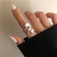 Fashion Double-layer Hollow Niche Design Staggered Irregular Curve Opening Copper Ring main image 4