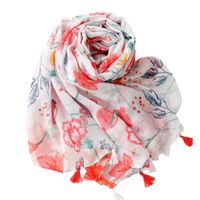 Cotton And Linen Scarf Red Petals Dragon Fruit Tassel Scarf Shawl main image 6