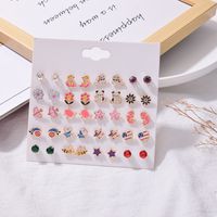 20 Pairs Of Small Daisy Love Earrings Set Fashion Popular Flower Bee Earrings Wholesale main image 1