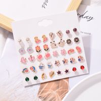 20 Pairs Of Small Daisy Love Earrings Set Fashion Popular Flower Bee Earrings Wholesale main image 3