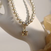 Valentine's Day Zircon Star Moon Necklace Titanium Steel Necklace Sweater Chain main image 5