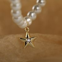 Saint Valentin Zircon Star Moon Collier Titane Acier Collier Chandail Chaîne main image 4