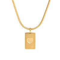Romantic Heart Concave Carved Square Geometric Square Pendant Stainless Steel Necklace main image 6