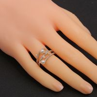 New Fashion Hand Jewelry Geometric Multilayer Pearl Ring Copper Plated Gold Inlaid Zircon Ring main image 4