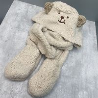 Bestickte Bärenmütze Plüschschal Süße Handschuhe Dreiteiliges Kapuzenlätzchen main image 3