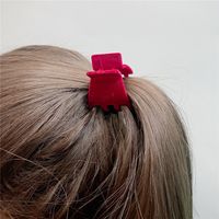 Korean Alloy Frosted Flocking Top Clip Red Small Hair Grab Side Clip main image 3