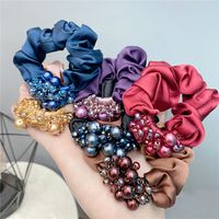 Classic Fashion Hair Ring Solid Color Crystal Rubber Band Satin Temperament Hair Accessories main image 1