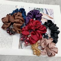 Classic Fashion Hair Ring Solid Color Crystal Rubber Band Satin Temperament Hair Accessories main image 3