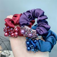 Classic Fashion Hair Ring Solid Color Crystal Rubber Band Satin Temperament Hair Accessories main image 4