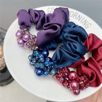 Classic Fashion Hair Ring Solid Color Crystal Rubber Band Satin Temperament Hair Accessories main image 5
