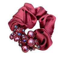 Classic Fashion Hair Ring Solid Color Crystal Rubber Band Satin Temperament Hair Accessories main image 6