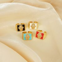 European And American Niche Design Sense Personality Palm Fashion Copper Open Rings main image 1