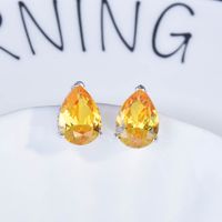 Fashion Multi-color Diamond Inlaid Water Drop Copper Pendant Earring main image 5