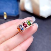 Natural Multi-treasure Crystal Ring Women's Volleyball Ring Copper Opening Ring main image 1