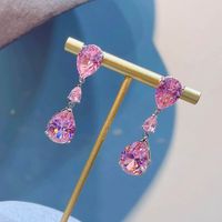 New Moissan Diamond Drop Earrings Female Fashion Colorful Diamond Copper Earrings main image 1
