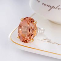 Imitation Natural Pink Morgan Ring Champagne Color Inlaid Colorful Gemstone Copper Open Ring main image 3