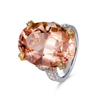Imitation Natural Pink Morgan Ring Champagne Color Inlaid Colorful Gemstone Copper Open Ring main image 6