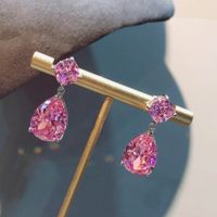 Boucles D&#39;oreilles En Cuivre À Diamants Multicolores À La Mode Européenne Et Américaine En Gros main image 3