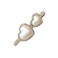 Korea Hair Accessories Imitation Pearl Heart Hairpin Simple Rhinestone Duckbill Clip main image 6