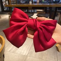 Satin Big Bow Hairpin Spring Clip Hairpin Ponytail Clip Hair Accessories main image 1