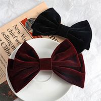 Korean Solid Color Velvet Big Bow Hairpin Duckbill Clip Hair Accessories main image 1