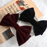 Korean Solid Color Velvet Big Bow Hairpin Duckbill Clip Hair Accessories main image 3