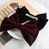 Korean Solid Color Velvet Big Bow Hairpin Duckbill Clip Hair Accessories main image 4