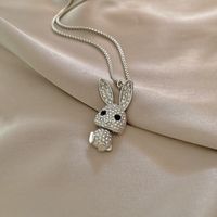 Personalized Fashion Hip-hop Rabbit Necklace Full Of Diamond Trend Pendant Temperament Sweater Chain sku image 1