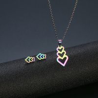Fashion Colorful Heart-shaped Stainless Steel Necklace And Earring Set sku image 1