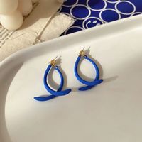 Klein Blue Earrings Autumn And Winter Flocking Blue Earrings Niche Design Earrings sku image 16