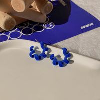 Klein Blue Earrings Autumn And Winter Flocking Blue Earrings Niche Design Earrings sku image 7