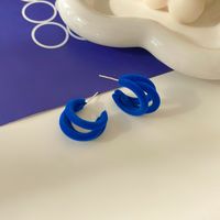 Klein Blue Earrings Autumn And Winter Flocking Blue Earrings Niche Design Earrings sku image 8