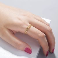 European And American Niche Golden Ring Micro-inlaid Simple Twist Open Ring Wholesale sku image 1