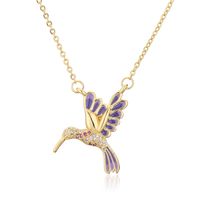 European And American New Drop Oil Bird Pendant Copper Plated Real Gold Necklace sku image 2