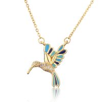 European And American New Drop Oil Bird Pendant Copper Plated Real Gold Necklace sku image 3