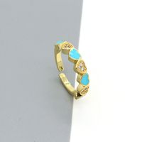 Simple Color Dripping Oil Zircon Peach Heart Open Ring Female Wholesale sku image 3