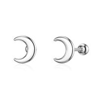 925 Sterling Silver Simple Earrings Screw Buckle Ear Bone Studs 0.8mm Earrings Female sku image 1