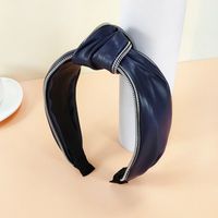 Retro Classic Leather Knotted Wide-brimmed Pu Knotted Hairpin Headband sku image 3