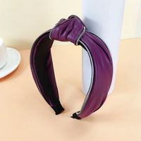 Retro Classic Leather Knotted Wide-brimmed Pu Knotted Hairpin Headband sku image 6