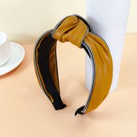 Retro Classic Leather Knotted Wide-brimmed Pu Knotted Hairpin Headband sku image 10