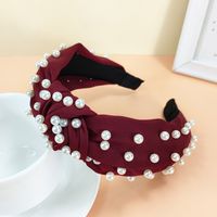 New Retro Pearl Knotted Hairband Simple Wide-brimmed Hair Accessories sku image 1