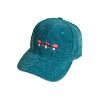 Gorra De Béisbol De Pana De Ala Ancha Con Visera Verde Oscuro sku image 5