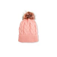 Moda Color Puro Simple Hecho Punto Ha Bola De Piel Giro Gorro De Lana Para Niños sku image 5