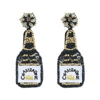 Bohemian Creative Rice Beads Wine Bottle Glass New Year Party Earrings sku image 7