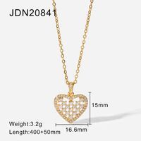 European And American 18k Gold-plated Cubic Zircon Heart Pendant Stainless Steel Necklace Jewelry sku image 1