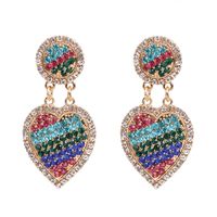 European And American Exaggerated Personality Simple Heart Shape Full Of Diamond Earrings sku image 1